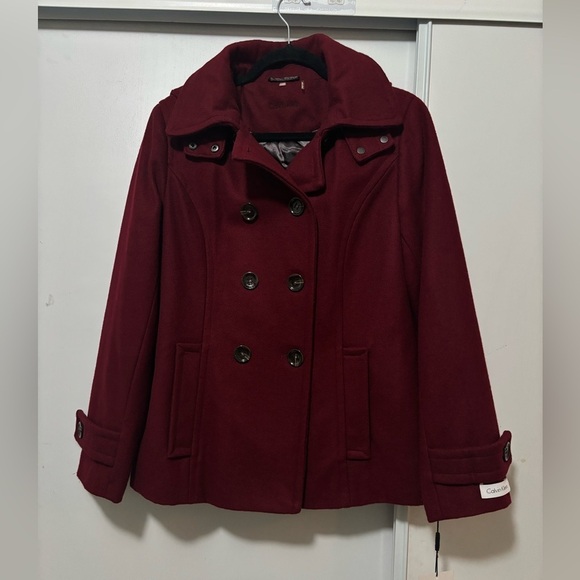 Calvin Klein Jackets & Blazers - Calvin Klein Women's Burgundy Peacoat Quilt Lined Size 10